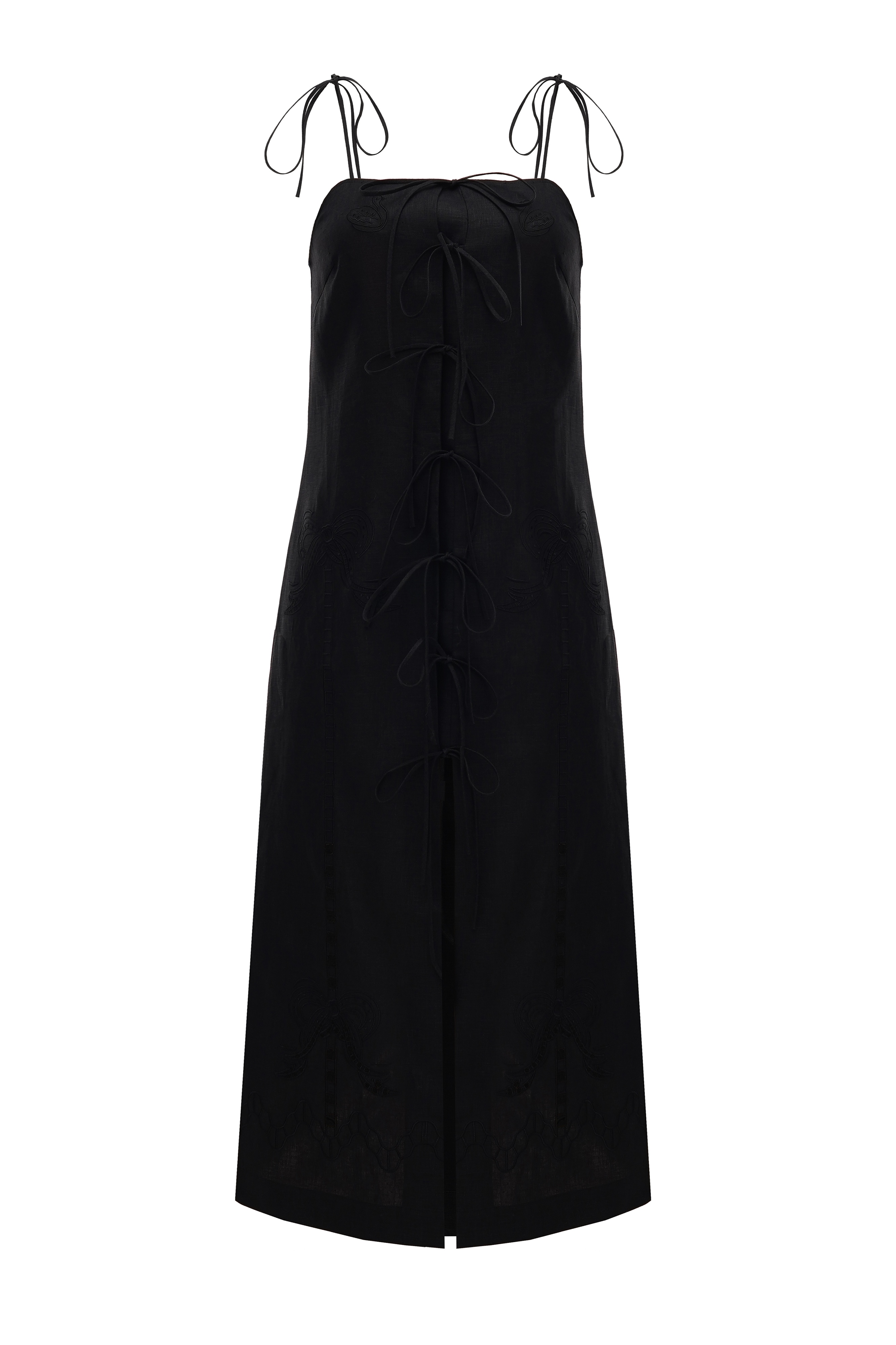 OLIANA DRESS WITH TIES IN BLACK