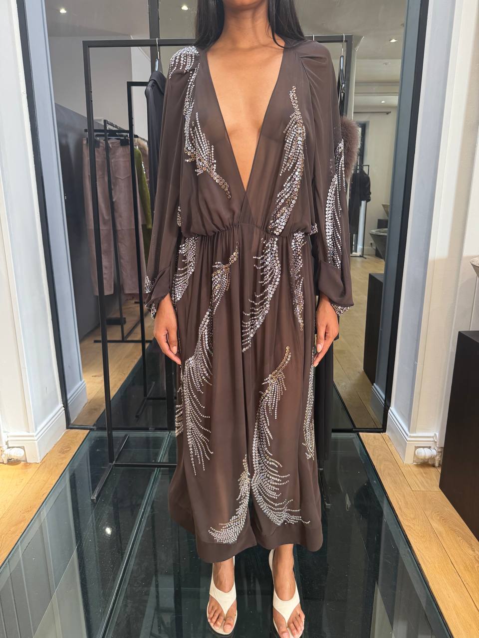 SILAS MIDI DRESS IN NOCCIOLA