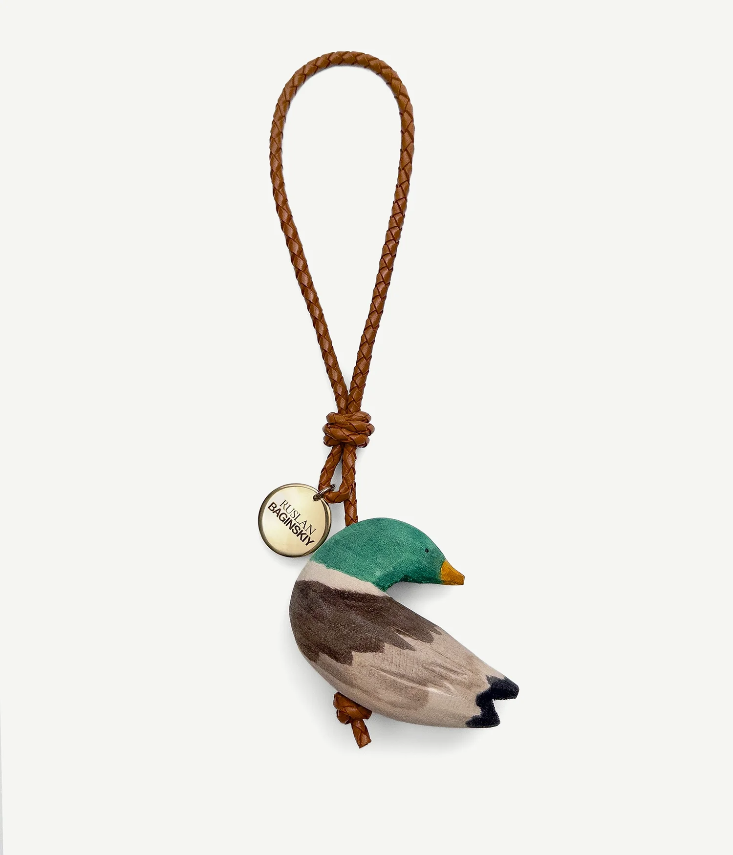 BAG CHARM: GREEN DUCK IN BEIGE/GREEN/BROWN