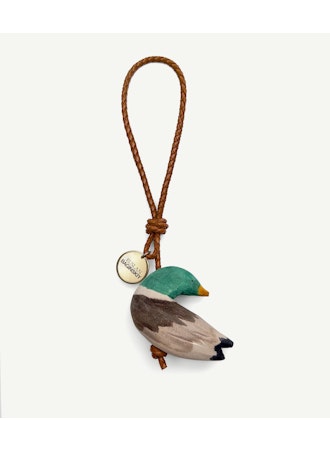 BAG CHARM: GREEN DUCK IN BEIGE/GREEN/BROWN