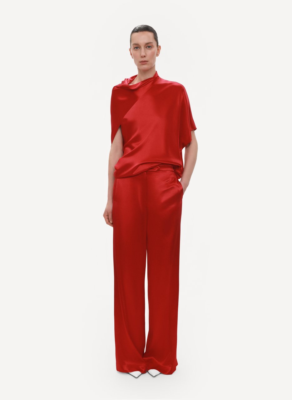 RED LOOSE-FIT VISCOSE BLOUSE