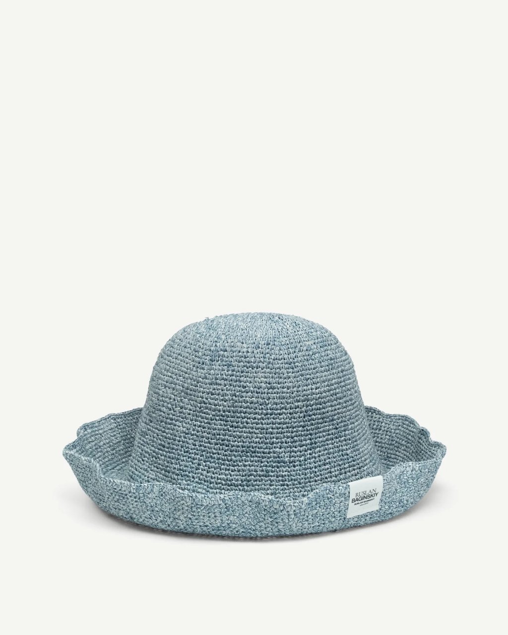 RUSLAN BAGINSKIY LOGO-PATCH FOLDABLE BUCKET HAT IN LIGHT BLUE