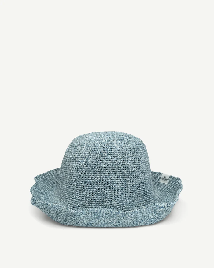 RUSLAN BAGINSKIY LOGO-PATCH FOLDABLE BUCKET HAT IN LIGHT BLUE