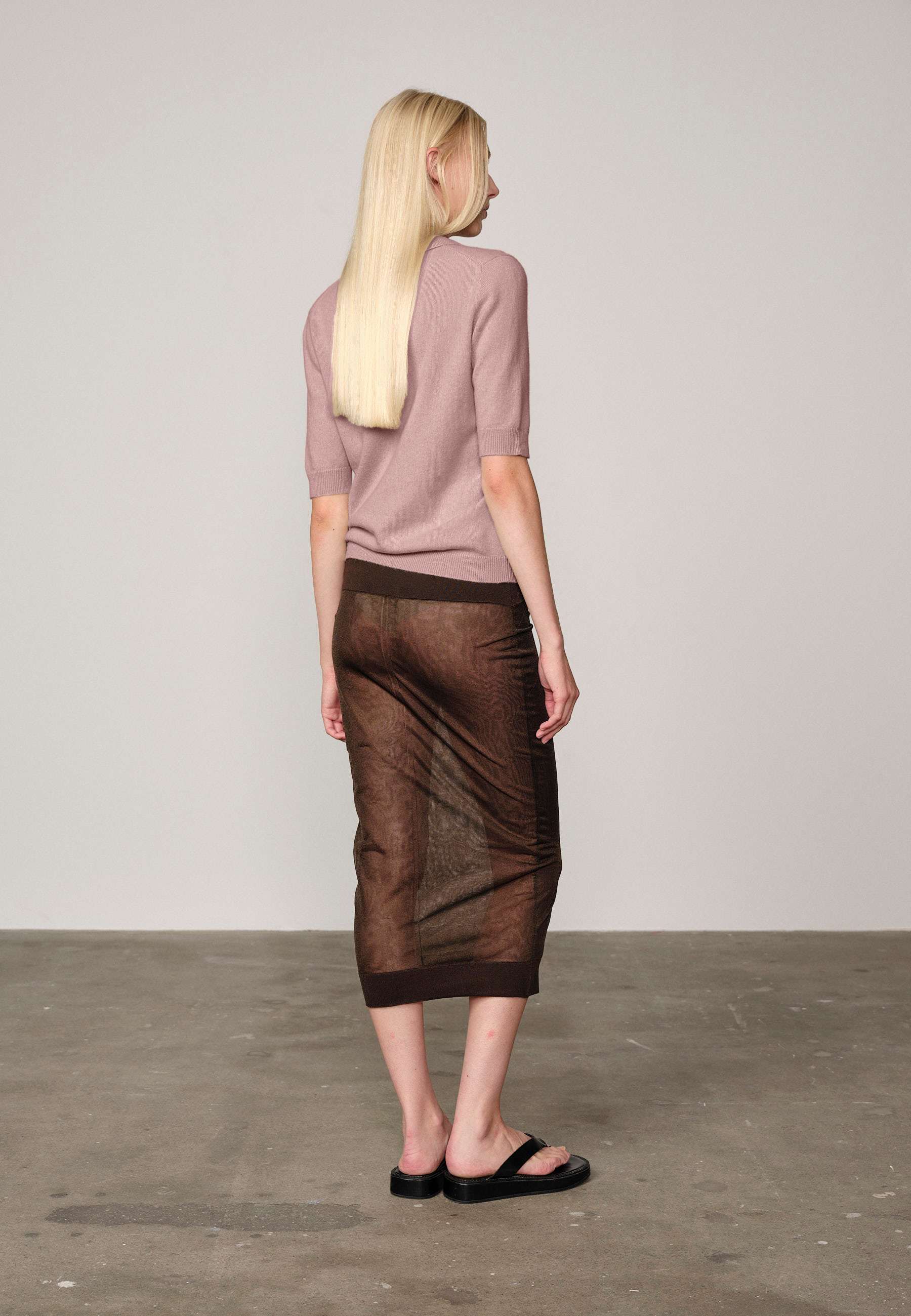 ALBERTO KNIT POLO BLOUSE IN SOFT PINK