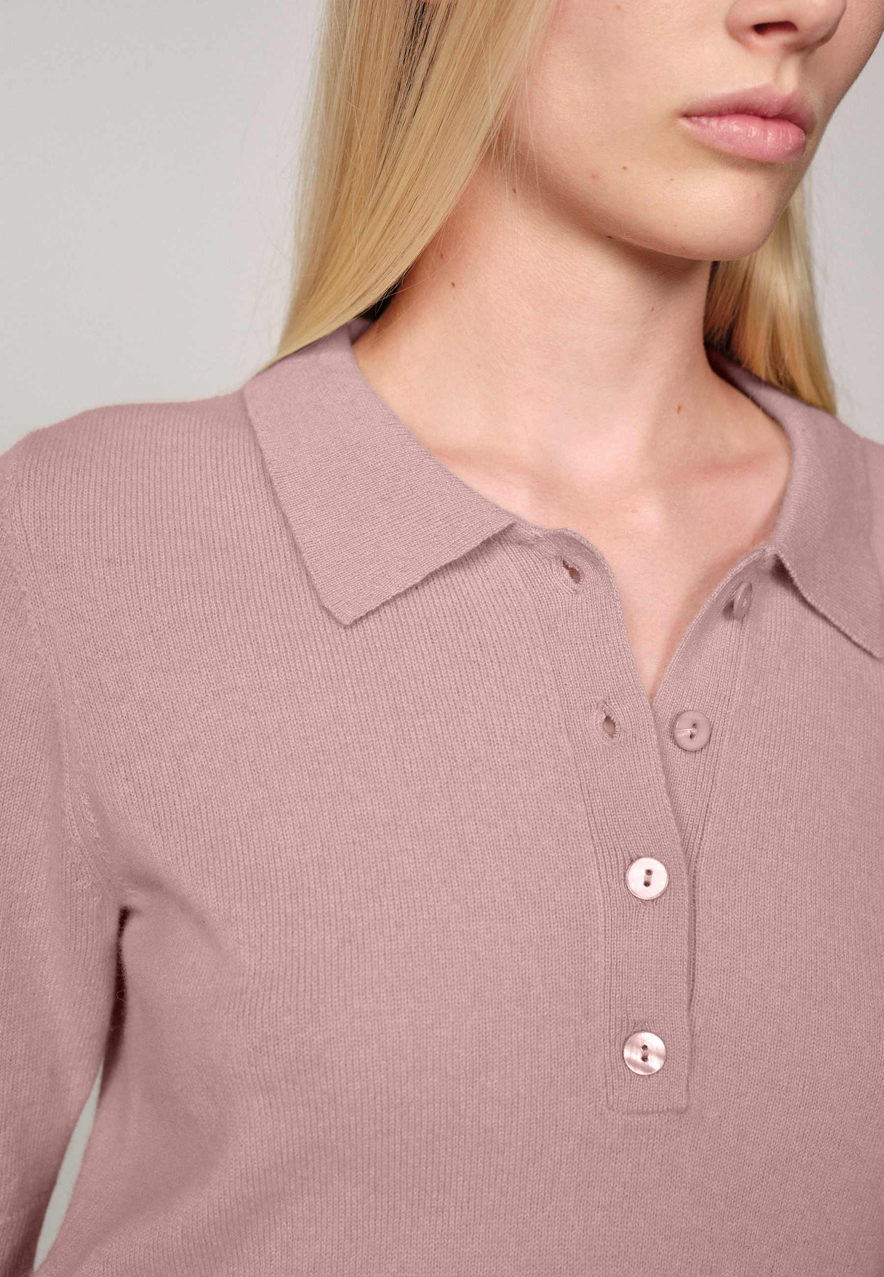 ALBERTO KNIT POLO BLOUSE IN SOFT PINK