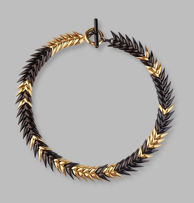 BURNED SPIKELET NECKLACE IN BLACK/GOLD