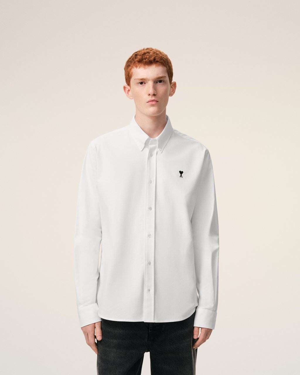 QUOTA -CONTRASTED ADC BUTTON DOWN COLLAR CLASSIC SHIRT IN NATURAL WHITE