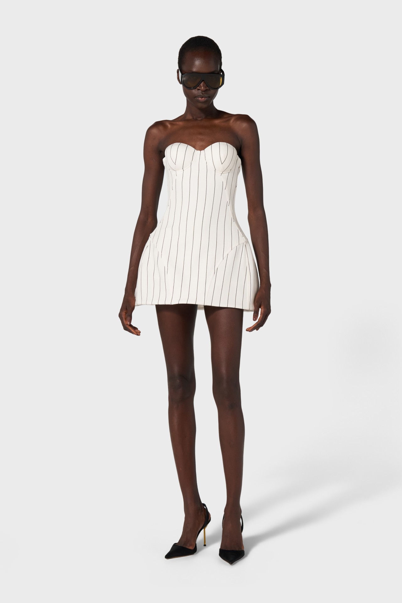 ABITO CORTO/SHORT DRESS IN WHITE/BLACK
