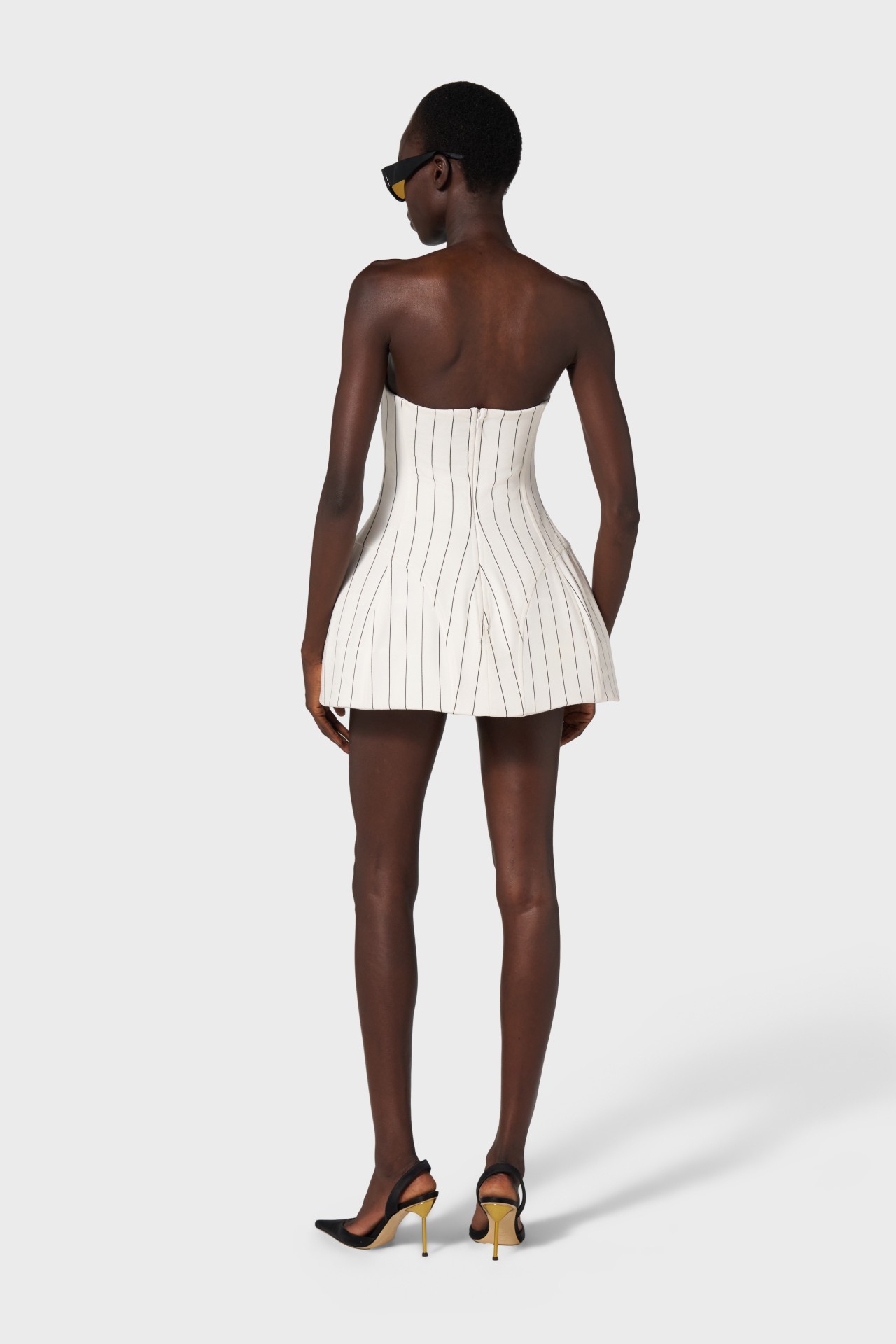 ABITO CORTO/SHORT DRESS IN WHITE/BLACK