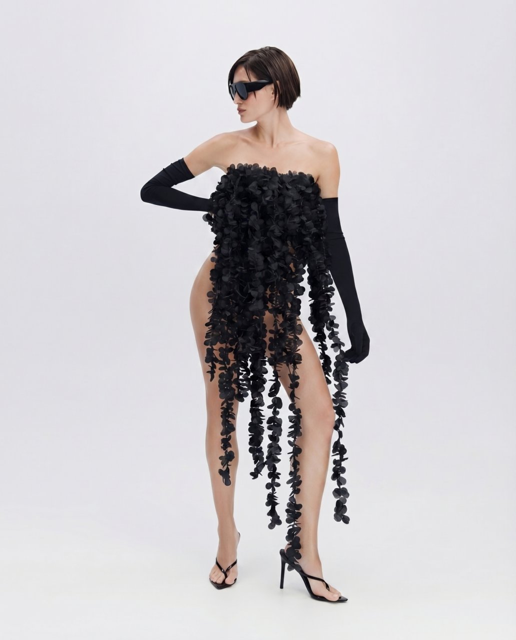 FLORAL CASCADE CORSET MIDNIGHT BLACK