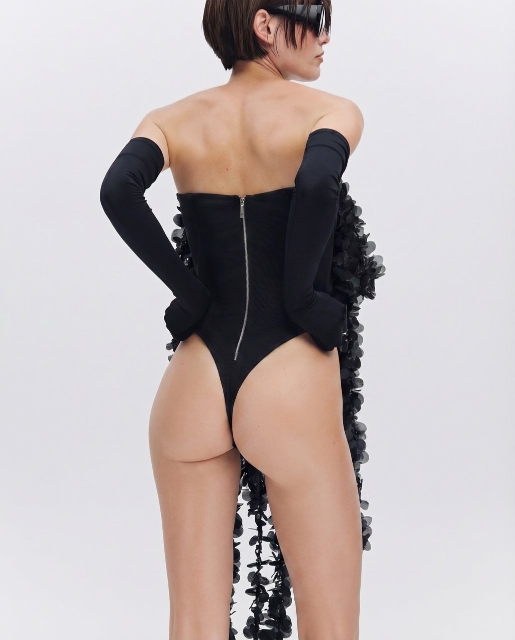 FLORAL CASCADE CORSET MIDNIGHT BLACK