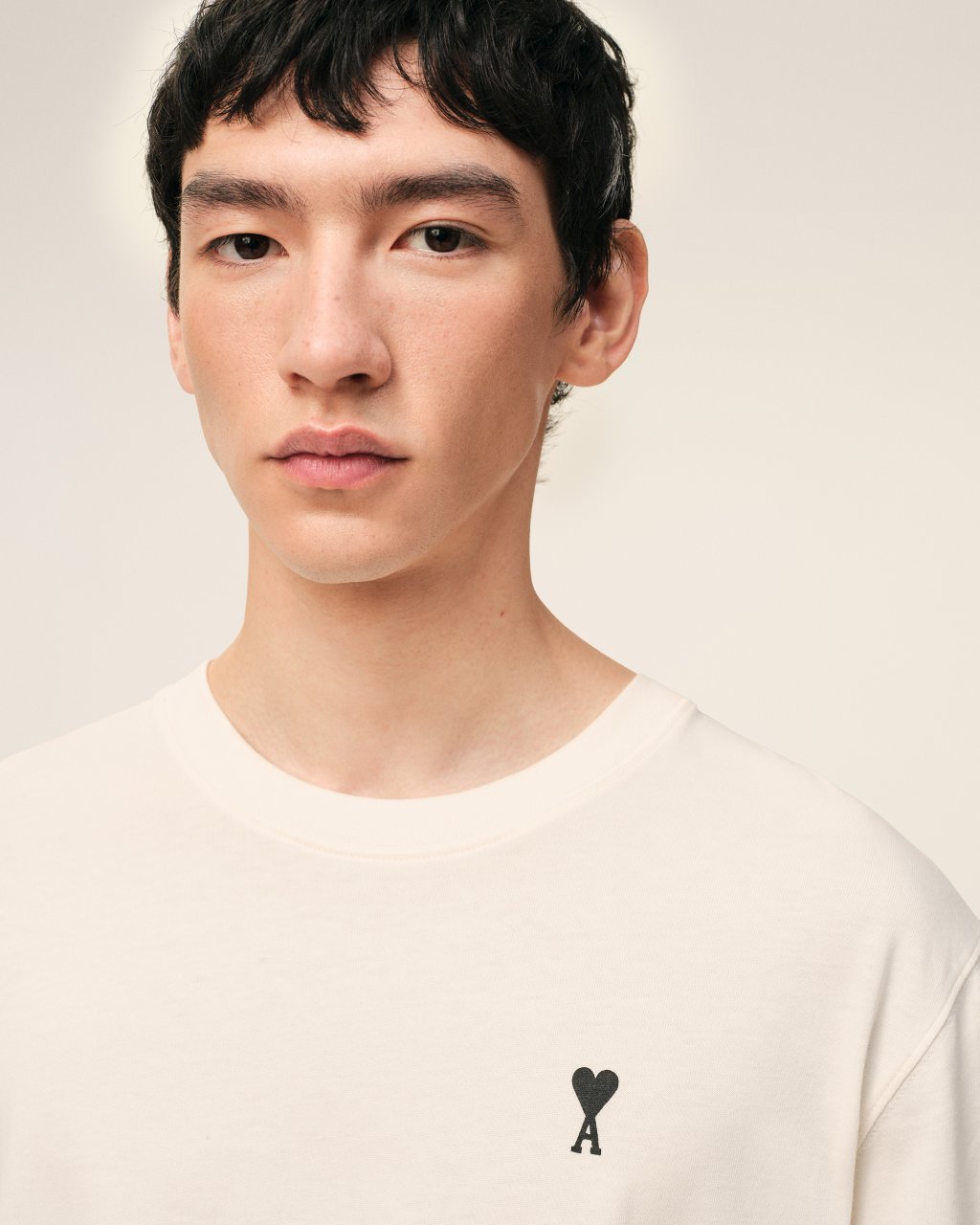 BOXY FIT SHORT SLEEVES ADC TEESHIRT WITH SIGNATURE PRINT AT BACK IN WHITE CREAM