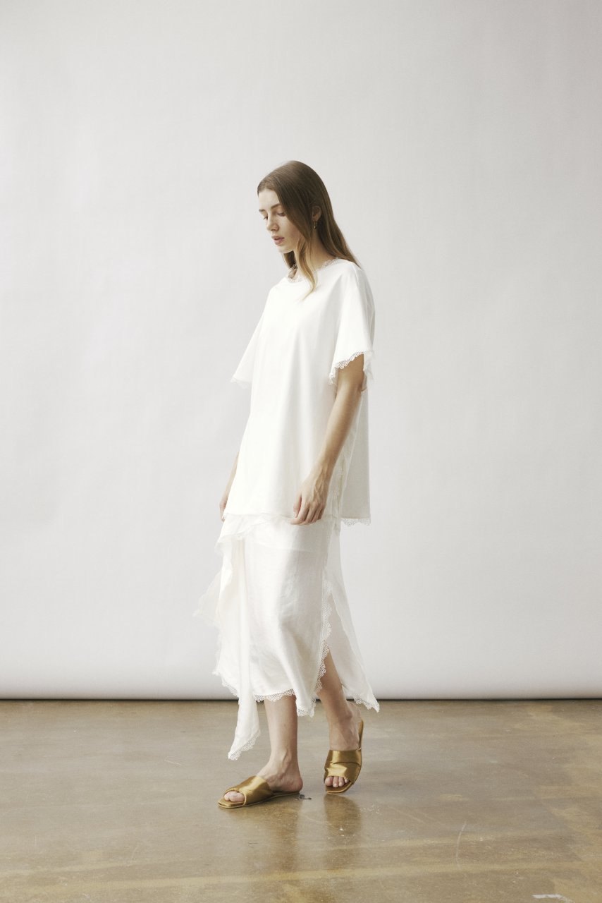 EOS LACE FLAP SKIRT IN WHITE