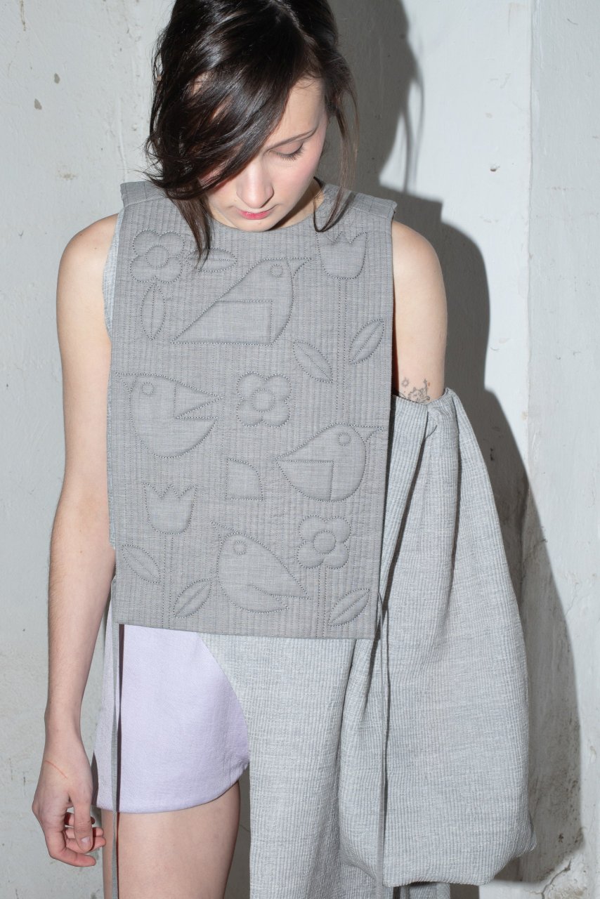 GREY QUILTED SHIRTFRONT