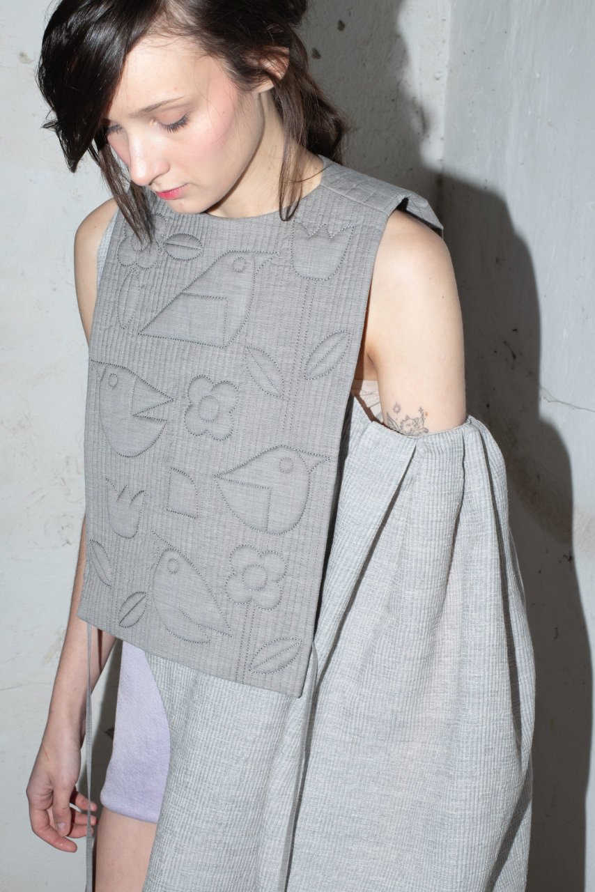 GREY QUILTED SHIRTFRONT