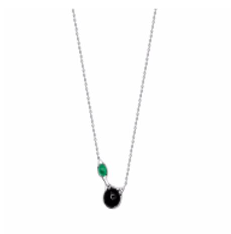 DRIP NECKLACE BLK ONYX/LAB EMERALD - RH