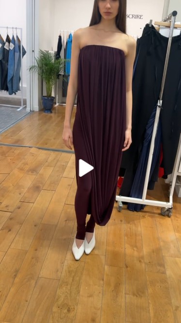 BURGUNDY JERSEY CORSET WITH DRAPED MIDILENGTH PANEL