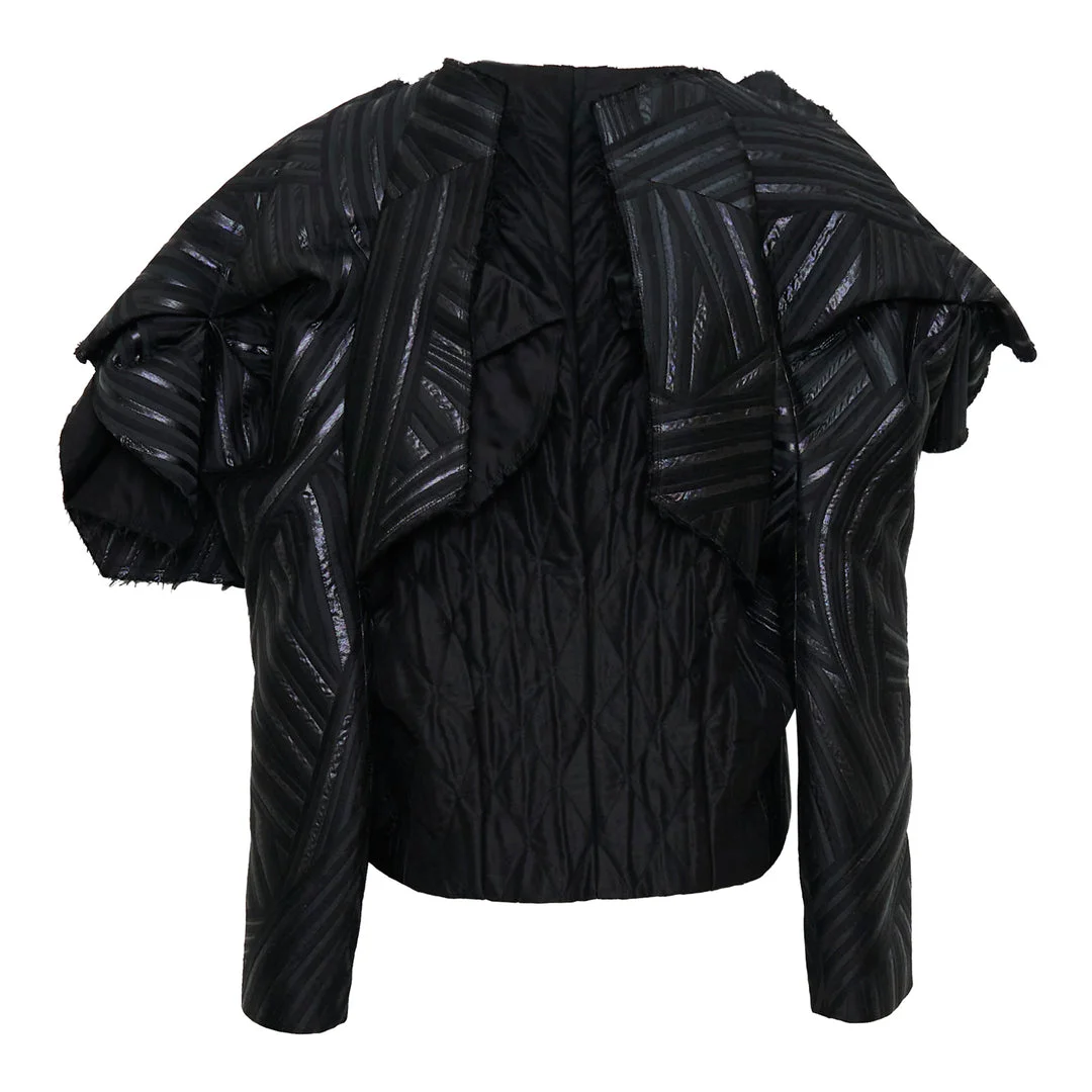 RUFFLED JACKET IN BLACK STRIPES