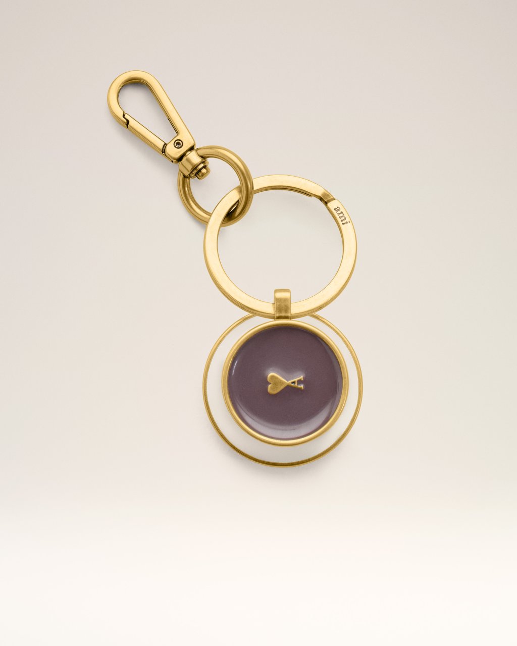 AMI DE COEUR COFFEE CUP KEYRING IN ECRU/MARRON