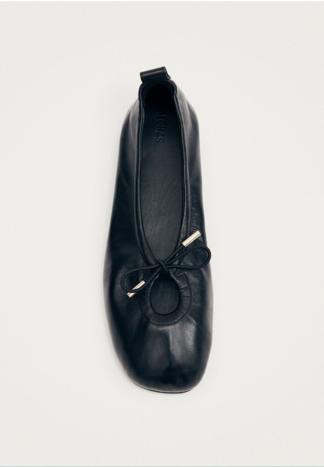 BUMI ONIX BLACK LEATHER BALLET FLATS