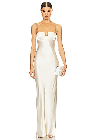 SQUARE BRA DRESS IN CREME BRULEE