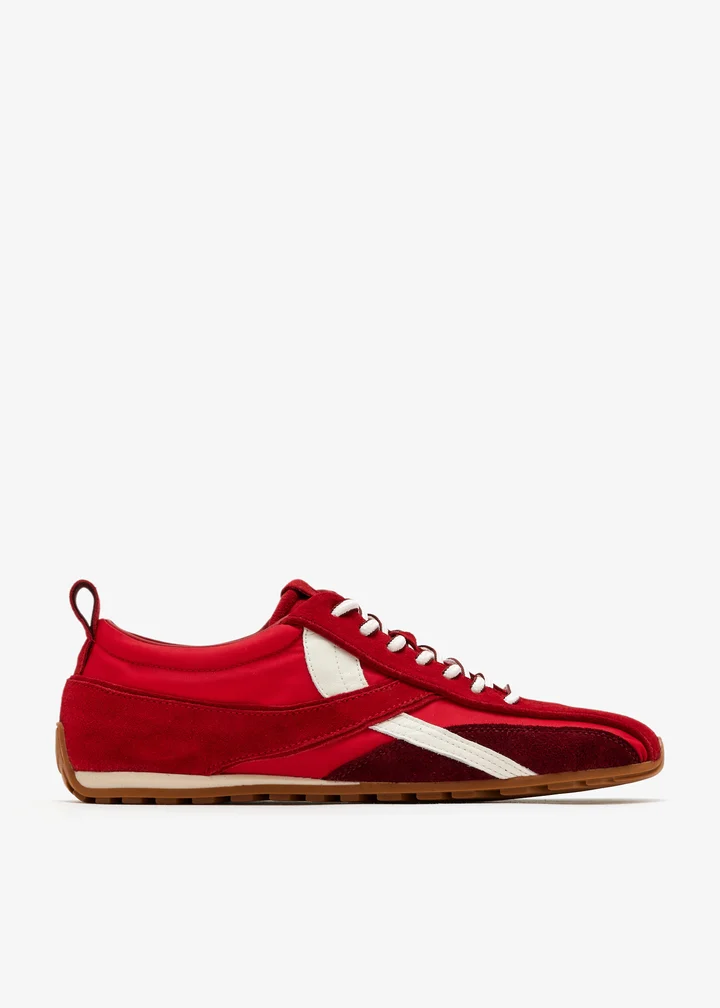 TB.304 NYLON RED LEATHER SNEAKERS