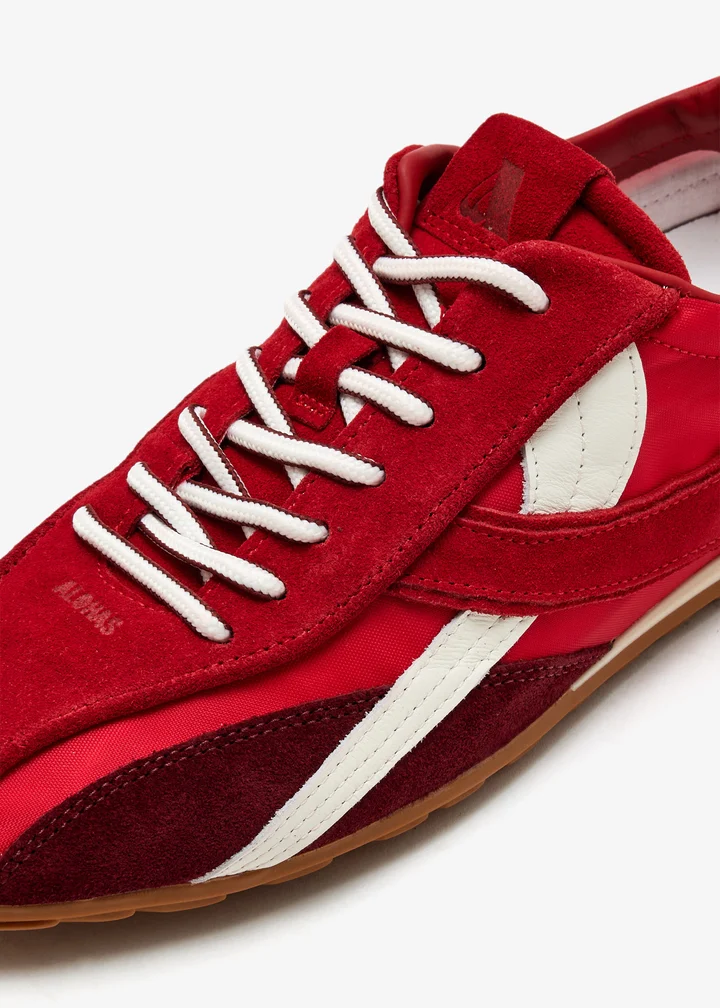 TB.304 NYLON RED LEATHER SNEAKERS