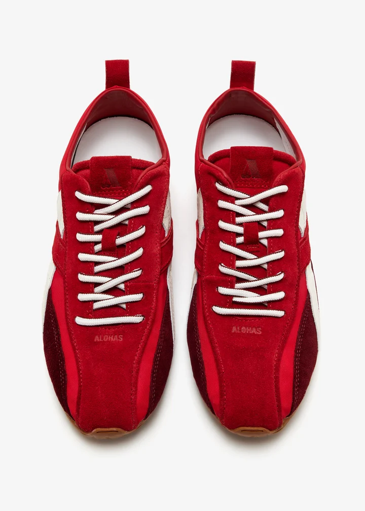 TB.304 NYLON RED LEATHER SNEAKERS
