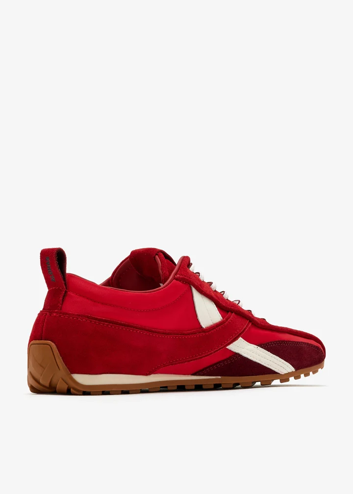 TB.304 NYLON RED LEATHER SNEAKERS