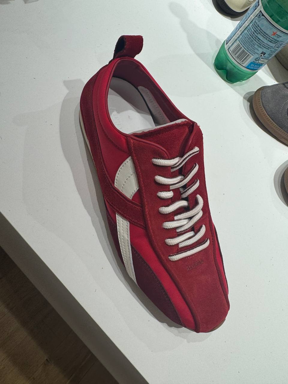 TB.304 NYLON RED LEATHER SNEAKERS