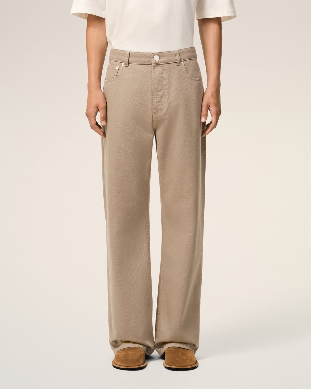 LARGE FIT JEANS IN BEIGE TAUPE 
