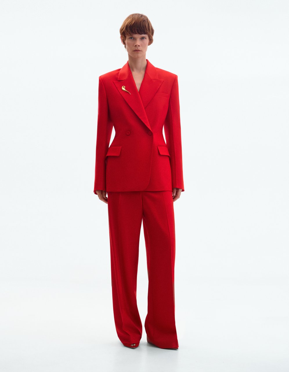 RED STRAIGHT-LEG TROUSERS