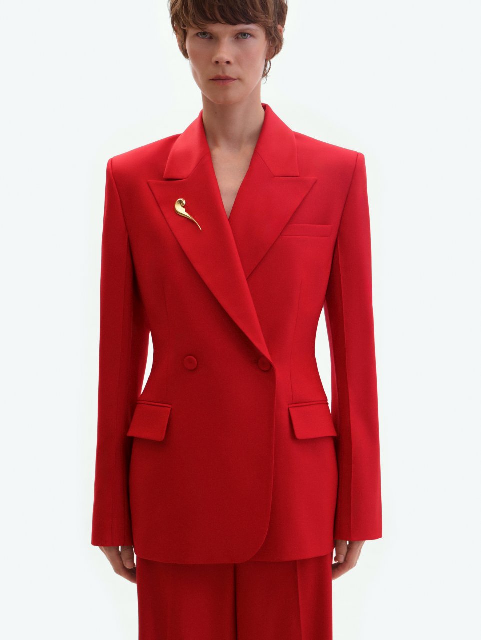 RED STRAIGHT-LEG TROUSERS