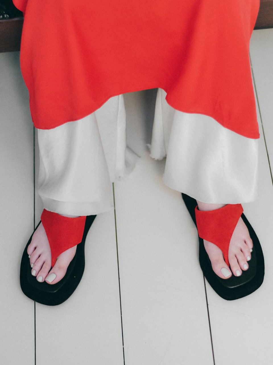 BOY PLATFORM SANDAL IN RED SUEDE