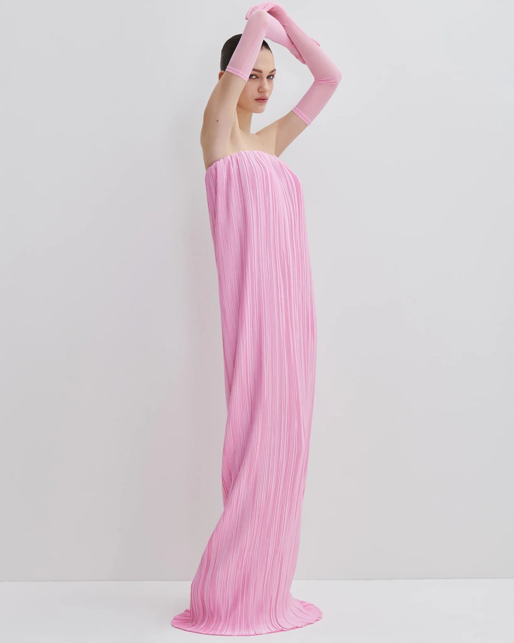 MICRO-PLEAT MAXI DRESS PINK-A-BOO