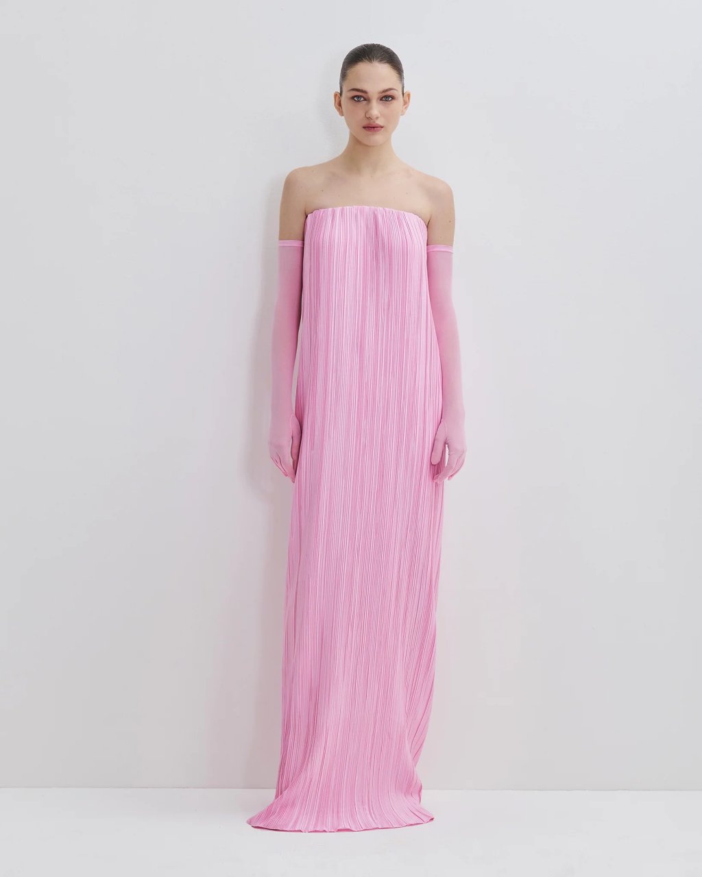 MICRO-PLEAT MAXI DRESS PINK-A-BOO