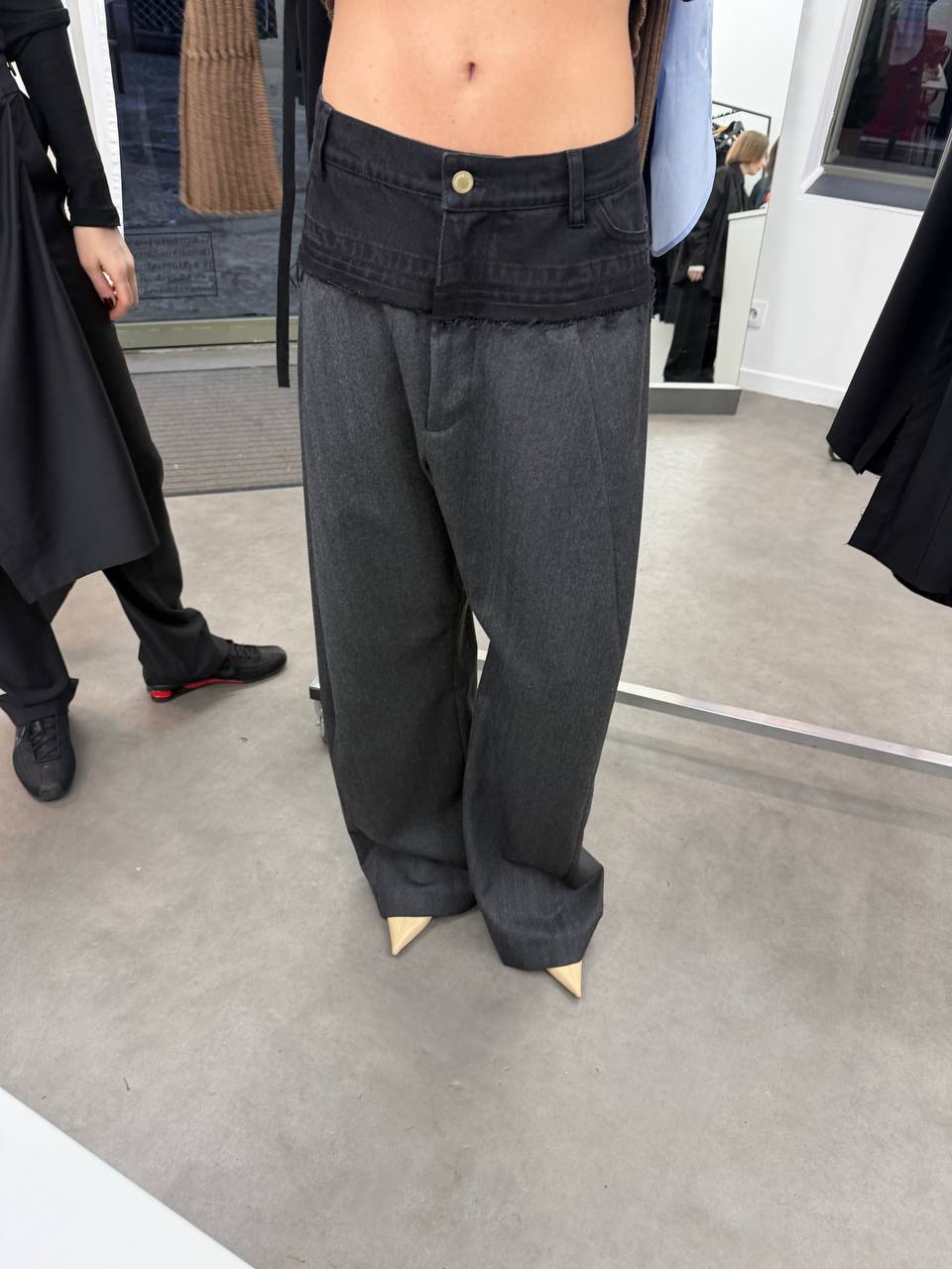 WIDE-LEG PANTS WITH DENIM PANEL