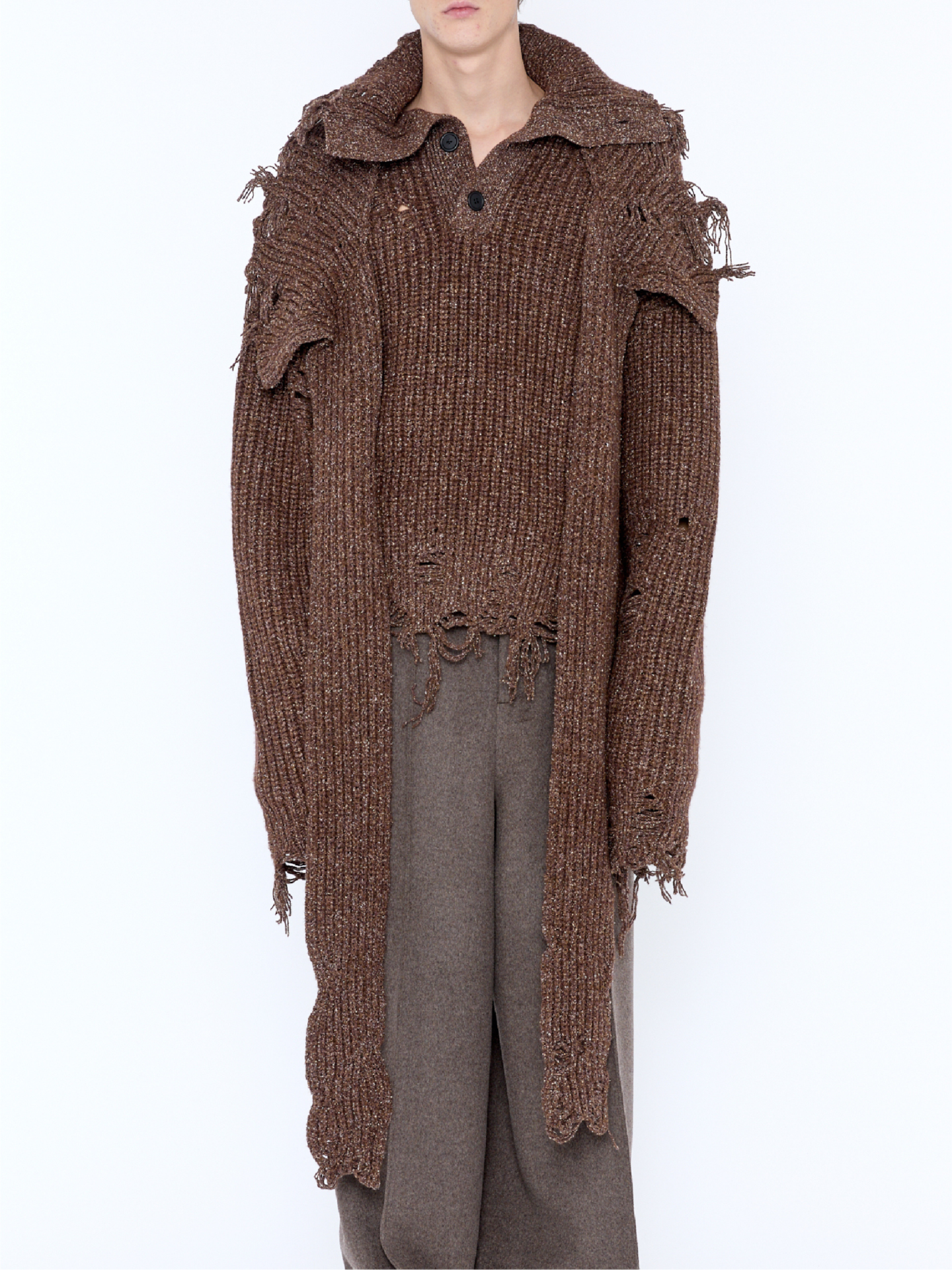 DISTRESSED SWEATER IN BROWN