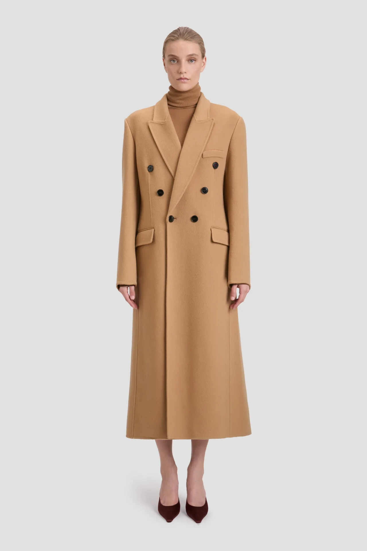 DOUBLE FACED OVERCOAT IN CAMEL