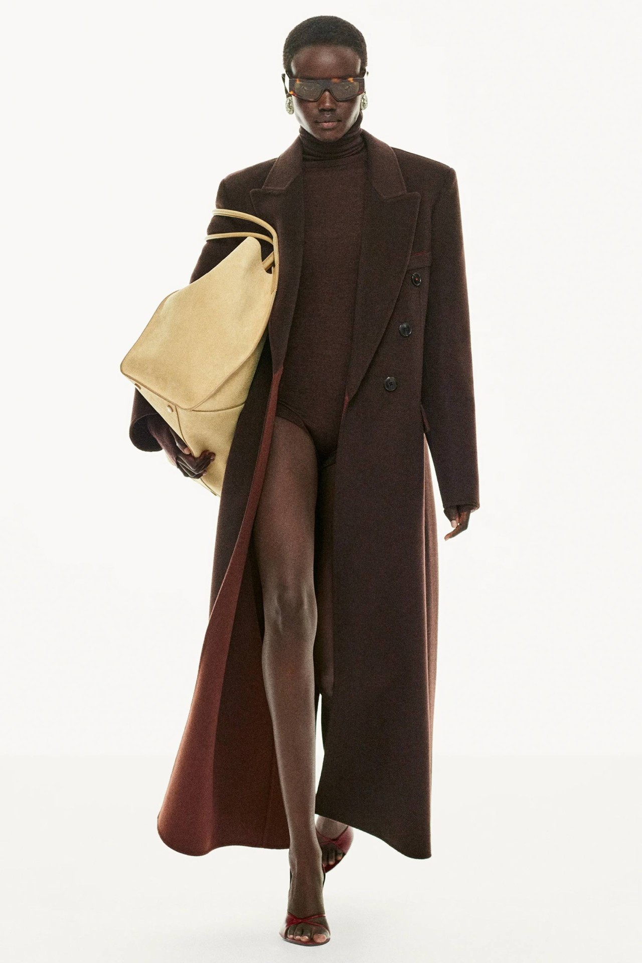 DOUBLE FACED OVERCOAT IN DARK CHOCOLATE