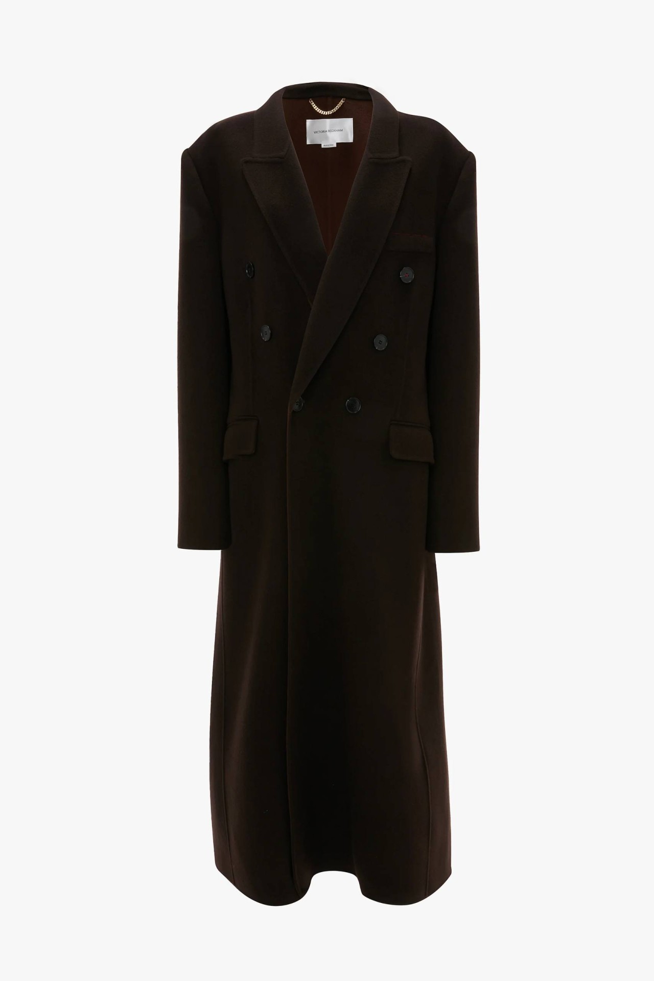 DOUBLE FACED OVERCOAT IN DARK CHOCOLATE