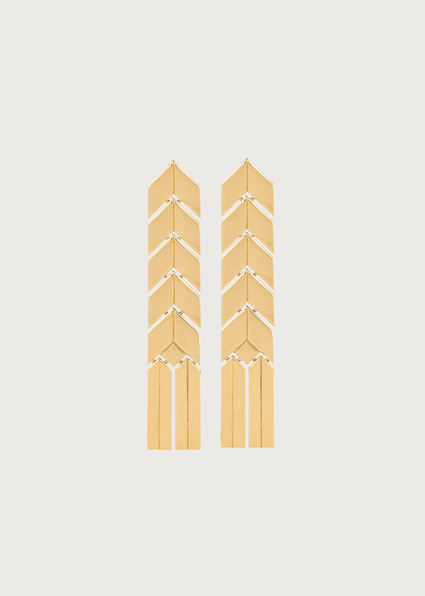 FLAT SPIKELET EARRINGS IN GOLD