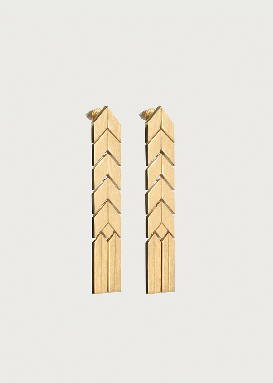 FLAT SPIKELET EARRINGS IN GOLD