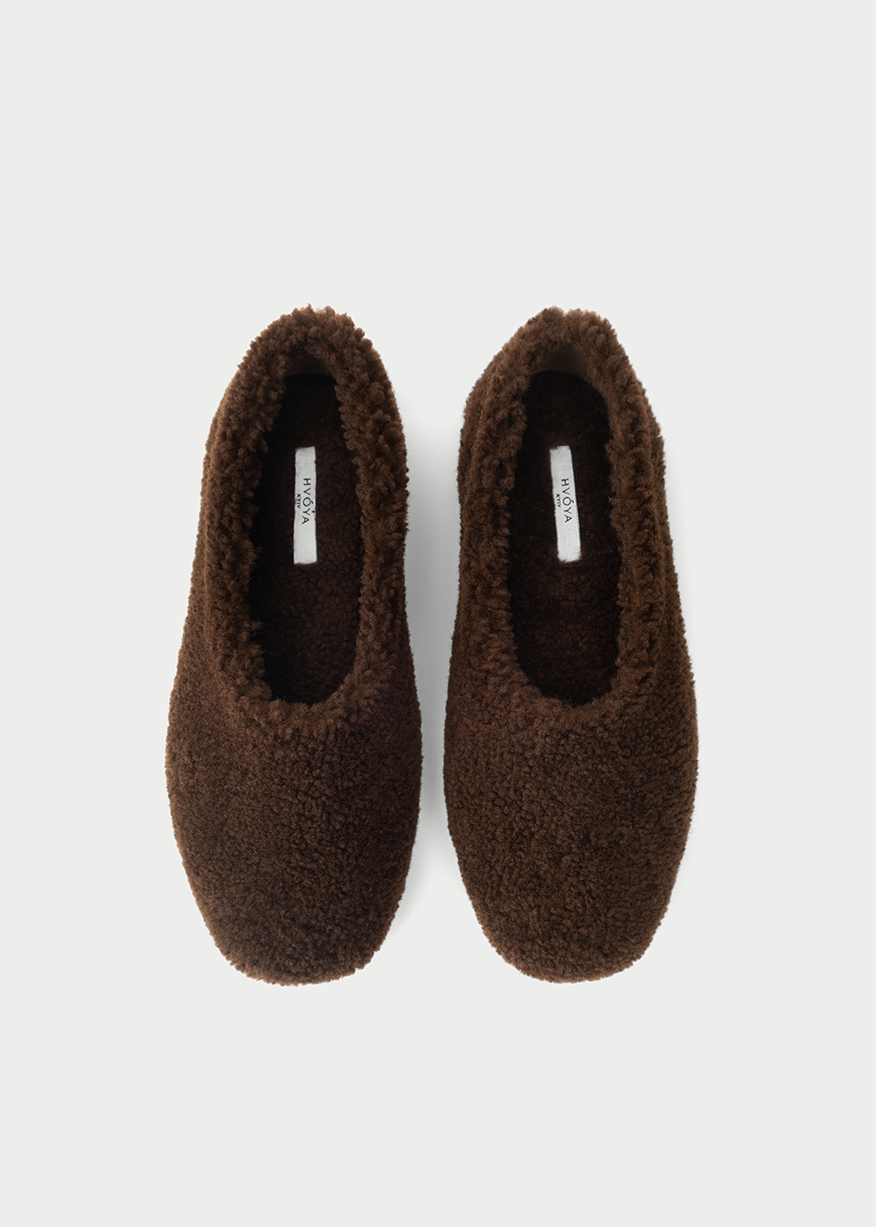 FUR-FUR BALLERINAS IN BROWN / SHORT