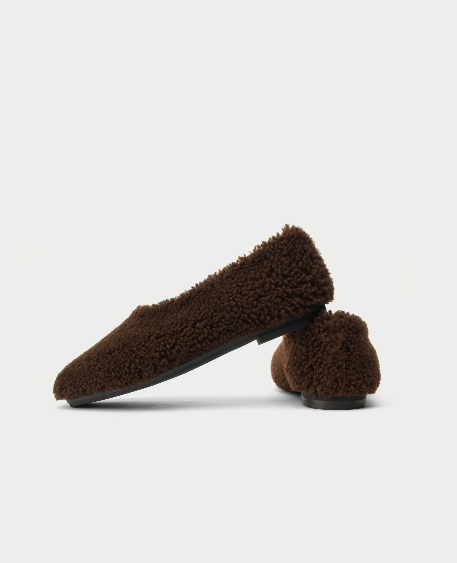 FUR-FUR BALLERINAS IN BROWN / SHORT