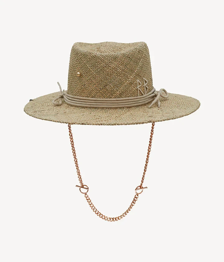 NATURAL STRAW GAMBLER HAT