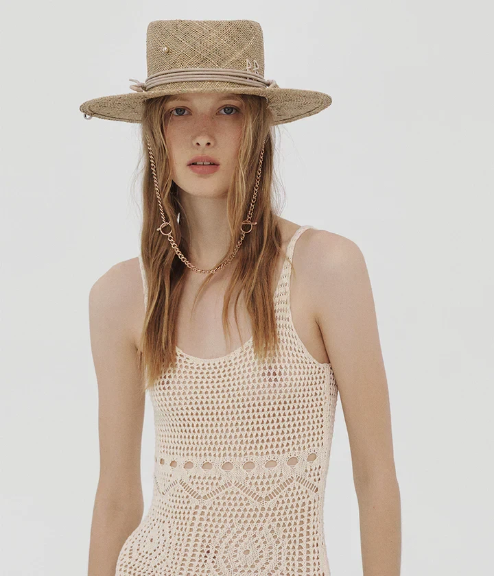 NATURAL STRAW GAMBLER HAT