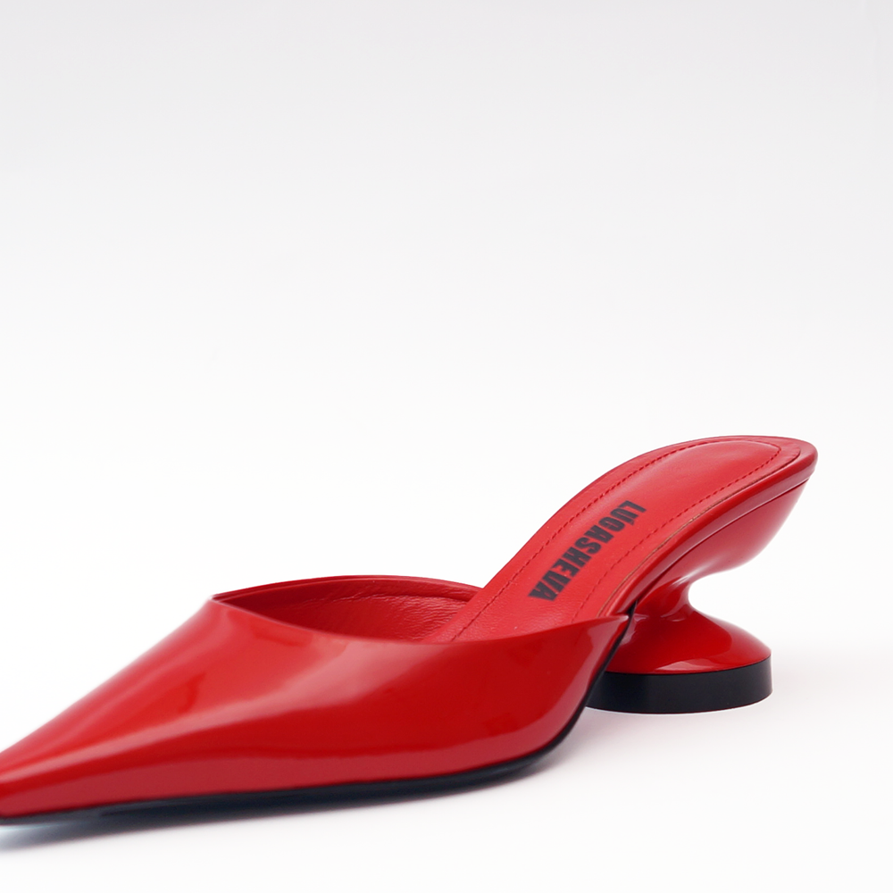 GIORGIA MULES IN RED PATENT
LEATHER