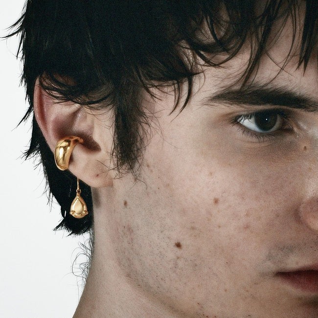 HARD ALIEN DROP EAR CUFF IN GOLD