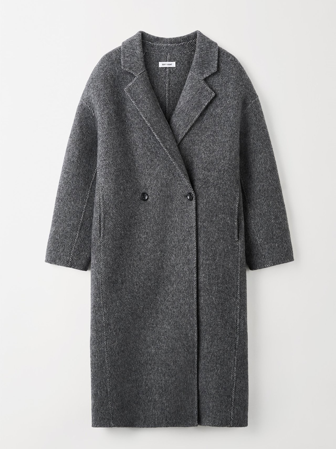 HERRINGBONE PATTERN COAT IN DARK GREY